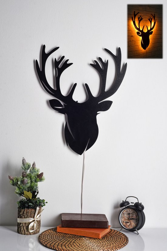 Asir Decoratieve LED-verlichting - Hert - Zwart - 25 x 30 cm