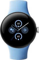 Google Pixel Watch 2 - Zilver - Met GPS - Hartslagmonitor - Stressmanagement - Blauwe Siliconenband
