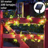 Xtraworks- LED-lamp op zonne solar lichtslinger esdoornblad klimop 10 meter 100 lichten