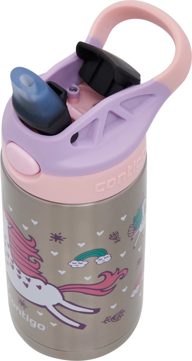 Contigo Easy Clean Autospout thermosfles met rietje voor kinderen, BPA-vrije roestvrij stalen waterfles, 100% lekvrij, makkelijk te reinigen, ideaal voor dagverblijf, school en sport, 380 ml thumbnail 2