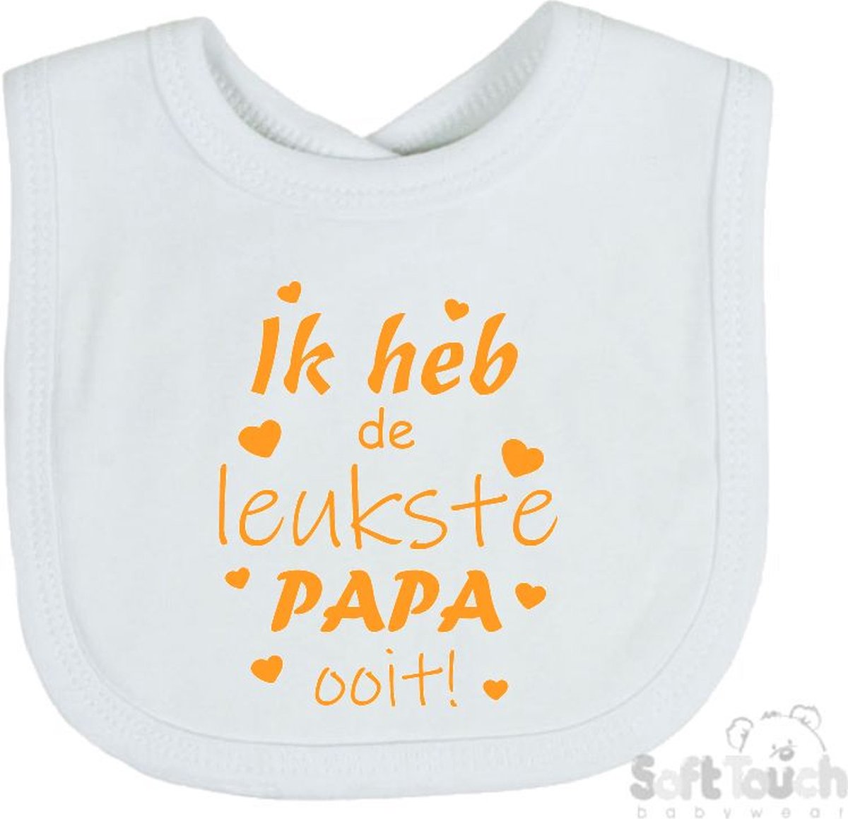 Goedkoopste Soft Touch Slabber Slabbetje Slab Ik heb de leukste papa ooit! Vader Vaderdag Unisex Katoen Wit/mosterd Maat 33x22 Cm