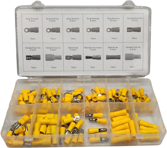 LB Tools professioneel geïsoleerd kabelschoentjes assortiment geel 110 delig