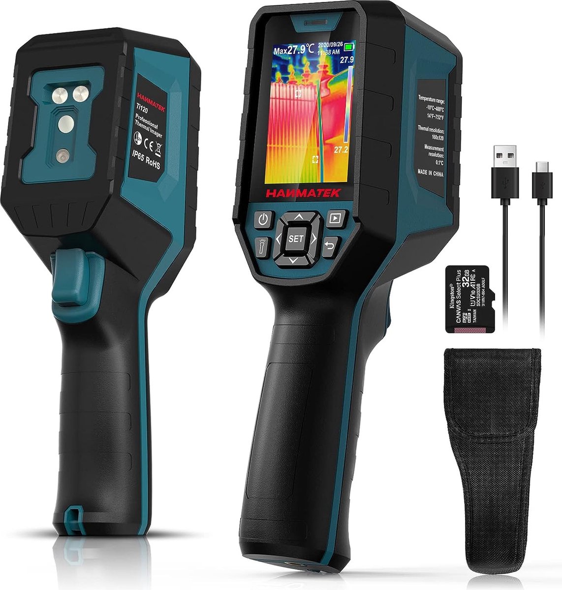 Caméra Thermique VEVOR TISR 320x240 - Résolution IR 160x120, écran 2,8", Plage -20°C à 550°C, étanche IP54, Batterie 3200 MAh