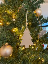 Kersthangers | kerstornament | kerstboomversiering | kerstboomdecoratie | leren kerstboomhanger | Kerstboom | Beige | 10 cm | leer