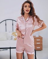 Pyjama Satijn Sophisticated - Roze - Lingerie - Shirt en broekje - Blouse - Nachtkleding - Chic