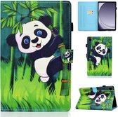 Samsung Galaxy tab A9 (2023) - 8,7 inch - tablet hoesje book case cover - panda beertje - Samsung Tab A9 silicone inleg hoes map