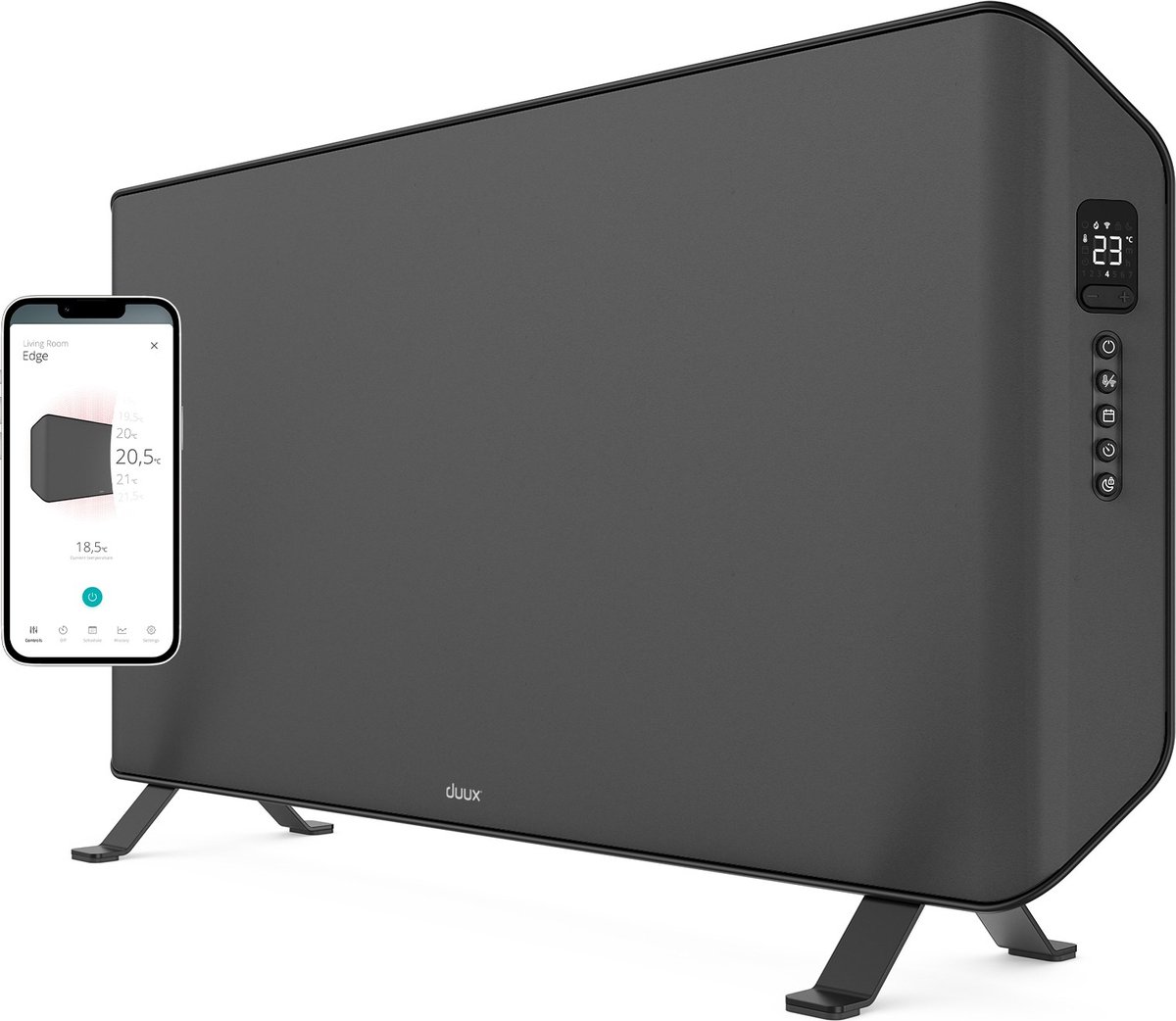Duux Edge 2000W Smart Convectorkachel - Kachel Elektrisch - Extra Dun - Grijs