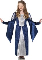 Smiffy's - Middeleeuwen & Renaissance Kostuum - Onbereikbaar Schone Middeleeuwse Prinses - Meisje - Blauw, Zilver - Small - Carnavalskleding - Verkleedkleding