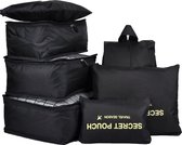 Nifkos Secret Lot de 7 Cubes d'emballage – Organiseur de valise de Luxe – Pour valises, sacs et sac à dos – Zwart