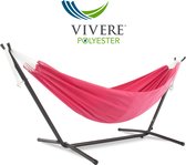 Vivere Double Polyester Hangmat met standaard (250 CM) - Hot Pink