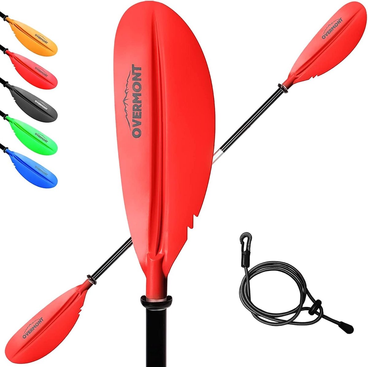 Peddel Aluminium dubbele peddel met riem Verstelbare peddelbladen voor kanoën Kajakken Canadese boot Roeiboot Zwart/Rood/Oranje/Blauw/Groen