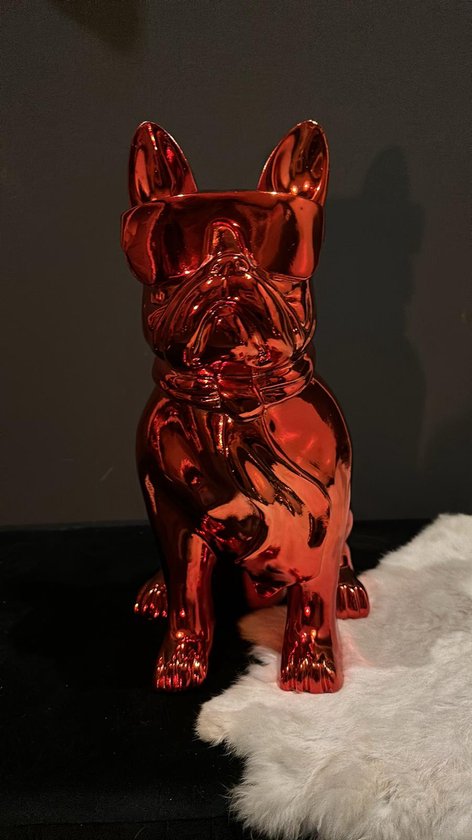 Goodyz-Franse Bulldog-Hoogglans-met bril-40cm hoog-rood
