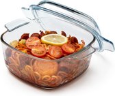 Glazen braadpan met deksel 1,5L braadpan met deksel ovenbestendig borosilicaatglas braadpan klein