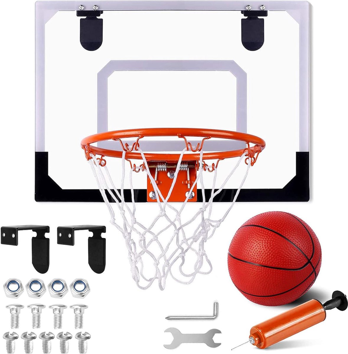 Basketbalpaal voor Kinderen - Verstelbaar - Basketbalring en Net - Outdoor Basket - Muur Gemonteerd - Hoogte Instelbaar - Duurzaam Ontwerp - Inclusief Montagemateriaal - Ayangoods