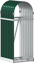 vidaXL - Haardhoutopslag - 40x45x100 - cm - gegalvaniseerd - staal - groen