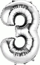 Zilveren 3 Folie Ballon gevuld met Helium