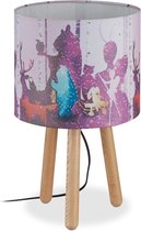 relaxdays tafellamp kinderkamer - nachtlampje - sprookjes kinderlamp - 3 houten poten