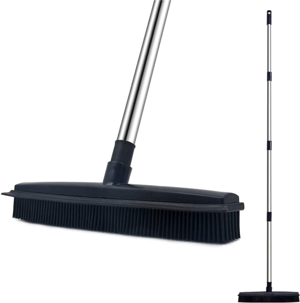 2 in 1 Rubberen bezem – Extra lang 160cm - Bezem binnen & buiten – Vloerwisser met steel - Vloertrekker – Veger