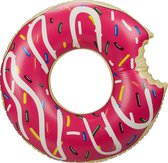 relaxdays Opblaasbare donut zwemband XL zwemband opblaas donut roze zwembad speelgoed