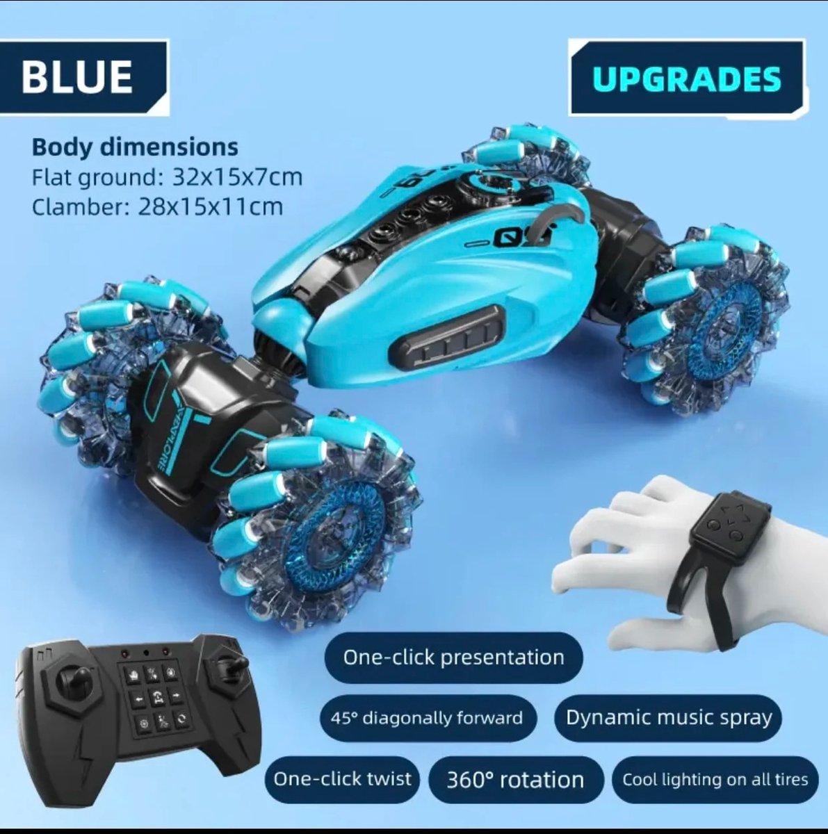 Fuegobird Afstandsbestuurbare Auto - RC Auto - Stunt Auto - Radiografisch Bestuurbare Auto - Voor Binnen en Buiten - Blauw