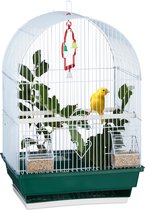 cage à oiseaux relaxdays - petite - cage à perruche - cage à canari - accessoires - blanc / vert