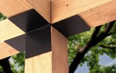 Wovar Pergola Hoekverbinding met Verlenging Zwart Gecoat voor 15 x 15 cm balken open model | Per Stuk