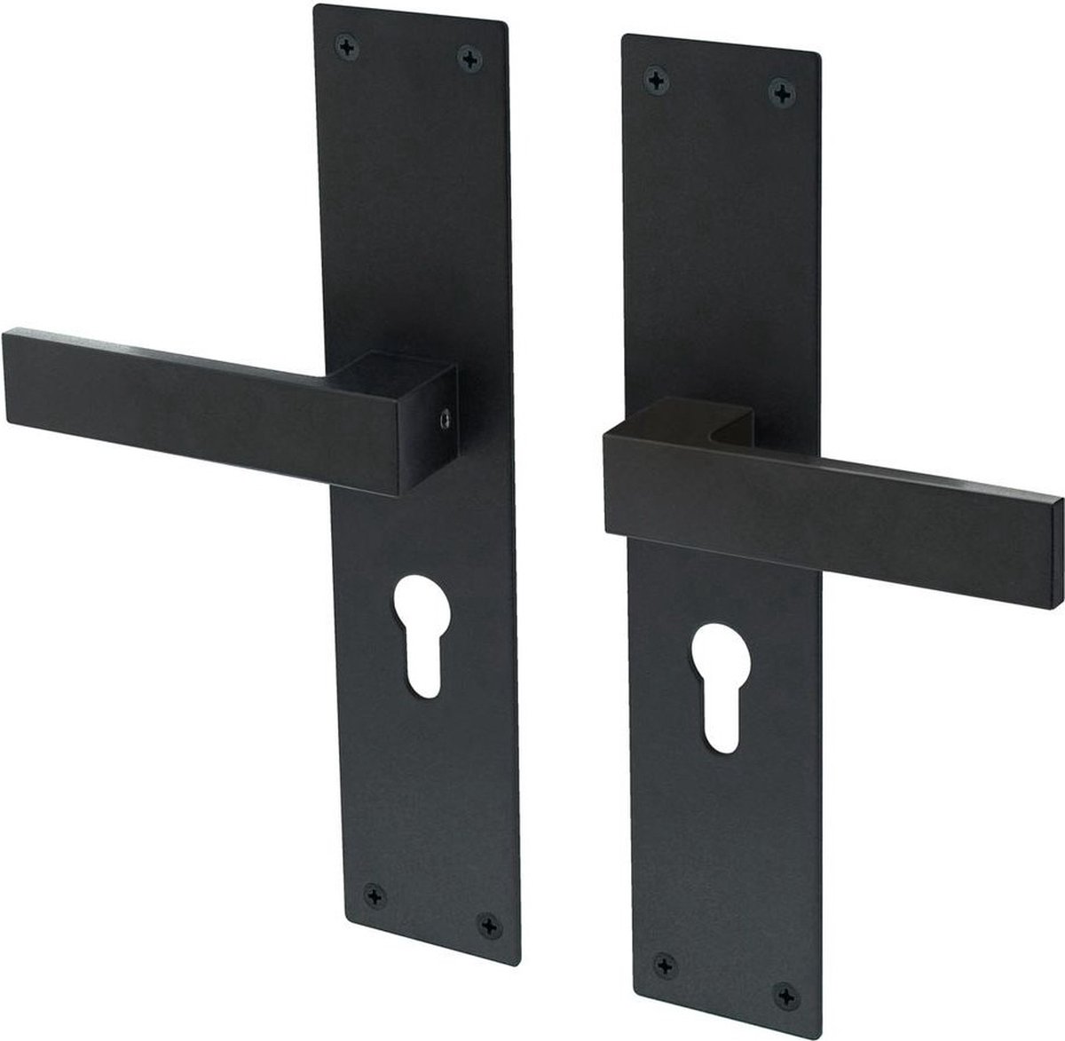 Deurkruk Lavuzo Trapini Zwart | Deurklink op schild PC55 | Per set | Deurkruk