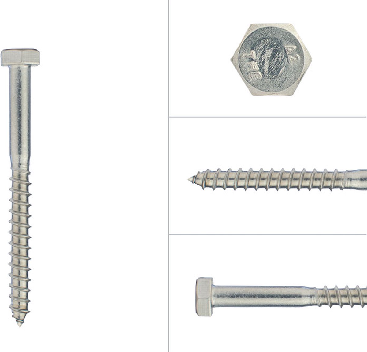 Houtdraadbouten RVS M8 x 90 mm | Doos 100 stuks
