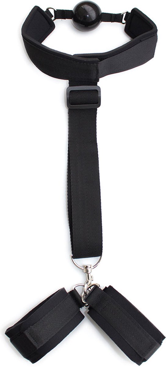 Goedkoopste Behind The Back Cuffs & Gagball Restraint - Leuk voor sex spelletjes - Voor koppels - SM - Bondage - Zwart - Fetish - Hot games - Sex speeltjes - Handboeien - Erotiek - Sex toys - Voor mannen en vrouwen - Kinky - Domina - Submission