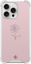 Casimoda® hoesje - Geschikt voor iPhone 15 Pro Max - Madeliefje - Shockproof case - Extra sterk - TPU/polycarbonaat - Rosekleurig, Transparant