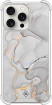 Casimoda® hoesje - Geschikt voor iPhone 15 Pro Max - Marmer Grijs - Shockproof case - Extra sterk - TPU/polycarbonaat - Grijs, Transparant