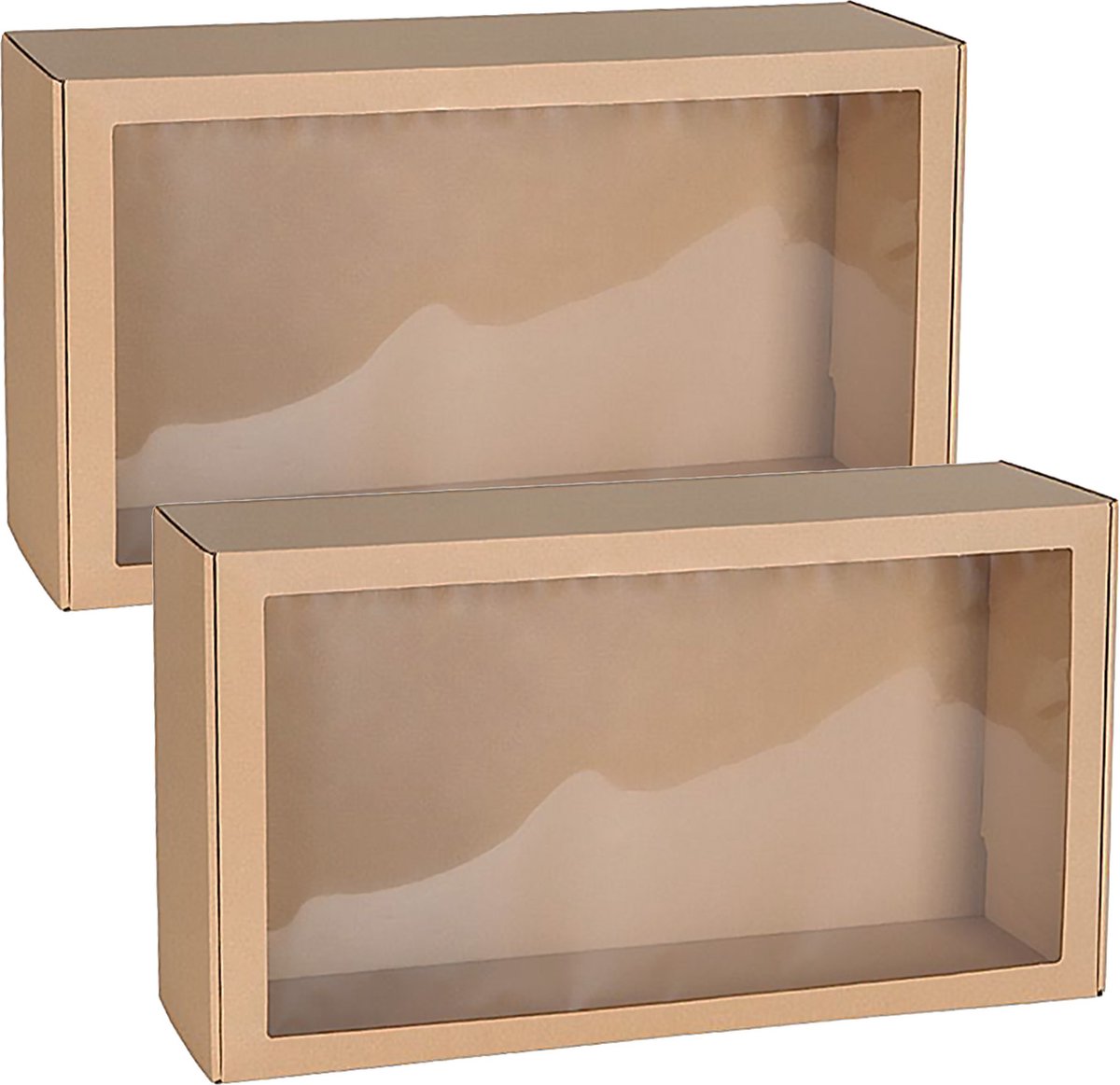Stevige Rechthoekige Cadeaudoos met Deksel en Kijkvenster - Luxe Inpakdoos 55x30x15 cm