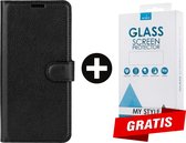 Kunstleer Bookcase Hoesje Met Pasjeshouder Samsung Galaxy S21 Plus Zwart - Gratis Screen Protector - Telefoonhoesje - Smartphonehoesje