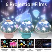 Paddenstoel Nachtlicht Projector - met 6 projection films - 360 ° Roterend Licht - Ocean Wave Projector - Roze