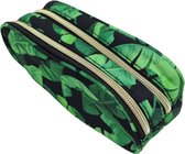 Jungle etui - Rond - Groen/Zwart - Kunststof - Schoolspullen