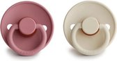 FRIGG | Fopspeen Duo | T2 | 6-18 maanden | Classic | Natuurrubber | Blush + Cream |