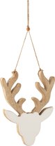 J-Line Hanger Rendier Mango Hout Wit/White Wash Large Set van 8 Stuks