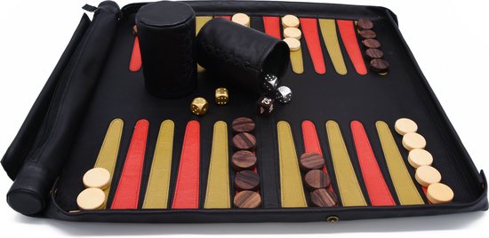 Thumbnail van een extra afbeelding van het spel Luxe backgammon bord -handgemaakt - klassieke reisspellen -spellen voor volwassenen- luxe uitgaven- leder