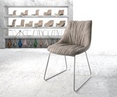 Gestoffeerde-stoel Elda-flex slipframe roestvrij staal taupe vintage