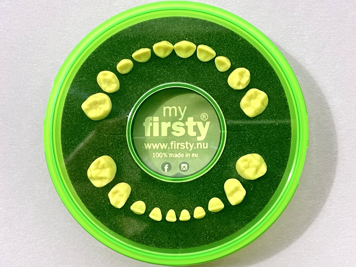 Goedkoopste Firsty Memory Kit - Met Flitsend Tandendoosje FluorGroen-Zwart - Jongen / Meisje - Inclusief Educatief Logboekje, Hoera-Sticker en Koelkastmageet - Gratis Verzending