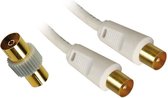 APM TV-kabel - Mannelijk / Mannelijk - 9,52 mm - Wit - 2 m + Vrouwelijke Adapter