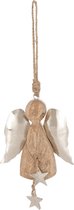 J-Line Hanger Engel Mango Hout Naturel/Zilver Set van 8 Stuks