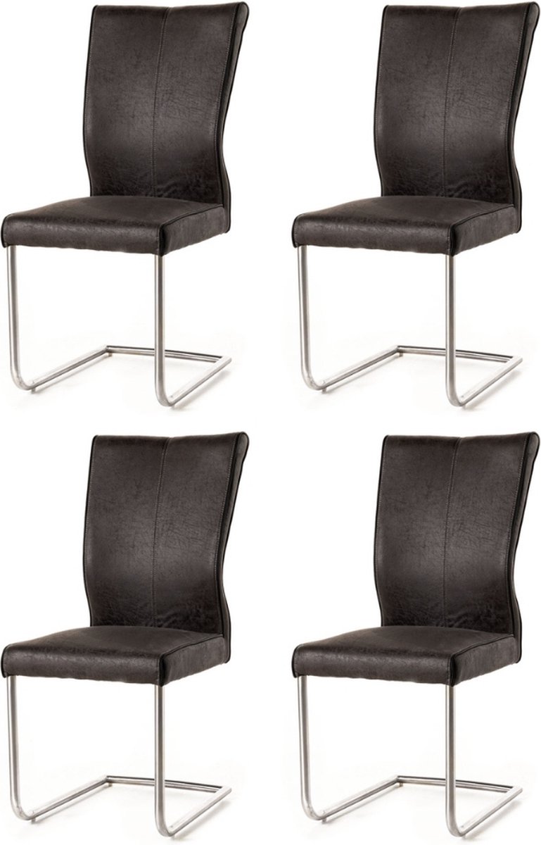 WAYS. – Kasjmier eetkamerstoelen – Blauwgrijs – Modern en comfortabel design – Metalen poten – 4 stuks