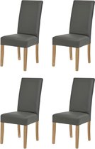 WAYS. – Klassieke eetkamerstoelen – Grijs – Stijlvol design – Houten poten – 4 stuks