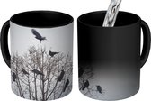 Magische Mok - Foto op Warmte Mokken - Koffiemok - Vogels in een boom - Magic Mok - Beker - 350 ML - Theemok