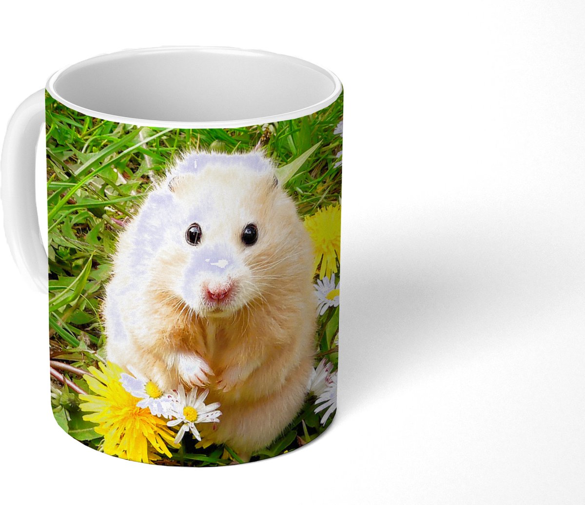 Mok - Koffiemok - Hamster tussen bloemen - Mokken - 350 ML - Beker - Koffiemokken - Theemok