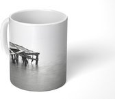 Mok - Zwart-witte minimalistisch zeegezicht - 350 ML - Beker