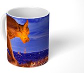 Mok - Gargoyle in de nacht boven op de Notre Dame in Parijs - 350 ML - Beker