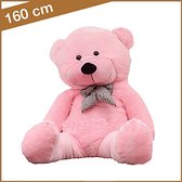 Grote roze Knuffelbeer 140 cm - Extra XXL Teddybeer - Teddybear - Hele grote knuffelberen roze