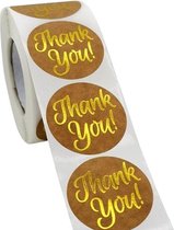 Sluitsticker - Sluitzegel - Thank you | Kraft naturel met Gouden tekst | Bedankje - Envelop | Chique | Envelop stickers | Cadeau - Gift - Cadeauzakje - Traktatie | Chique inpakken